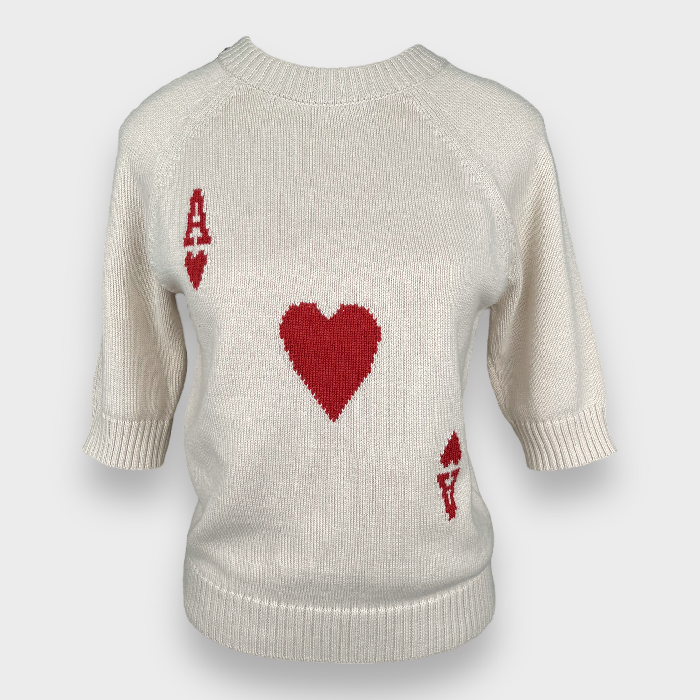 Rachel Antonoff Women's Molly Sweater Ace of Hearts Half Sleeve Sweatshirt Size S