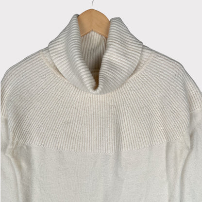 Valentino Cashmere Cream Turtleneck Long-Sleeved Ribbed Sweater Women's Size XL