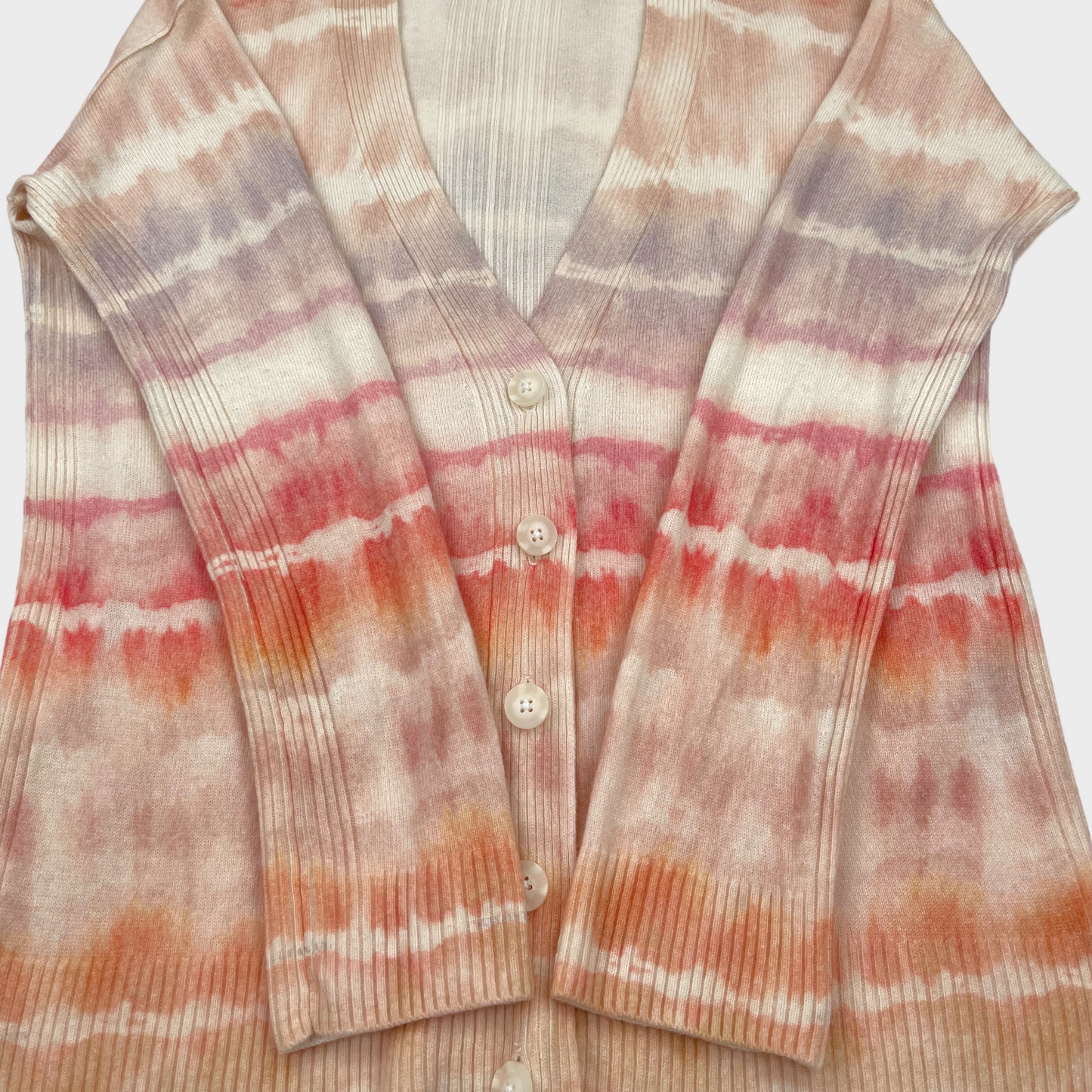 AllSaints Marea Tie Dye Merino Wool Cardigan in Rainbow Pink Women's Small