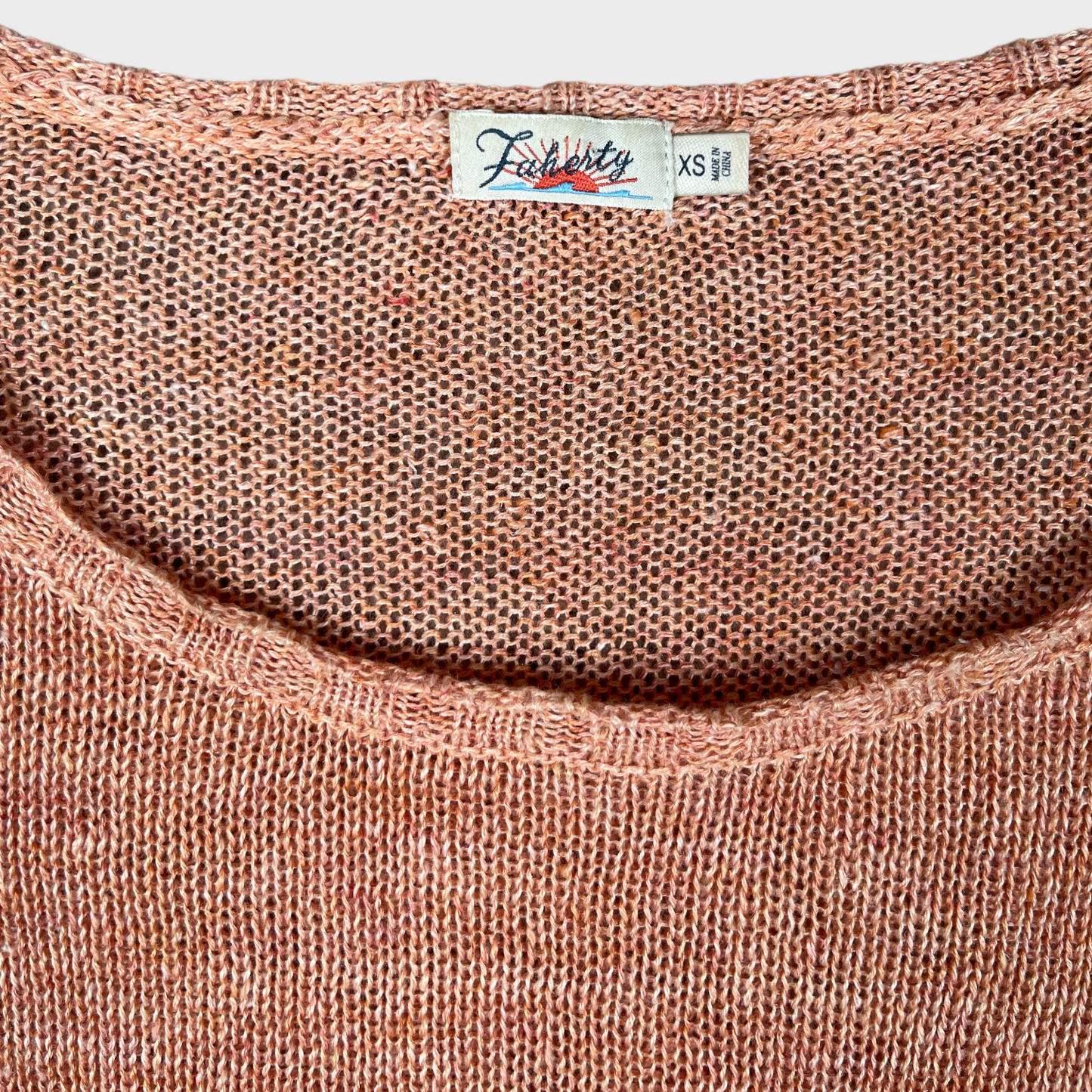 Faherty Reenie Linen Sweater Slouchy Sweatshirt in Tiger Lily Women's Size XS