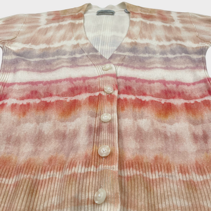 AllSaints Marea Tie Dye Merino Wool Cardigan in Rainbow Pink Women's Small