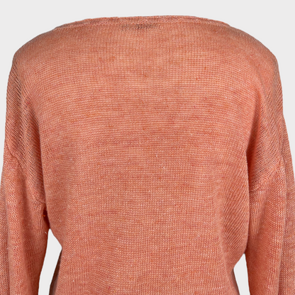 Faherty Reenie Linen Sweater Slouchy Sweatshirt in Tiger Lily Women's Size XS