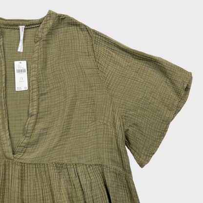 NWT Anthropologie The Kallie Flowy Maxi Sage Cotton Dress Women's Size 1X