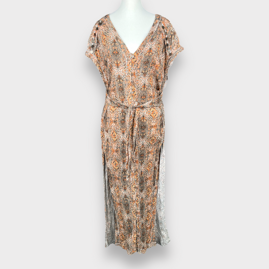 Free People Farrah Boho Maxi Dress in Soft Peach Orange Women's Size Medium