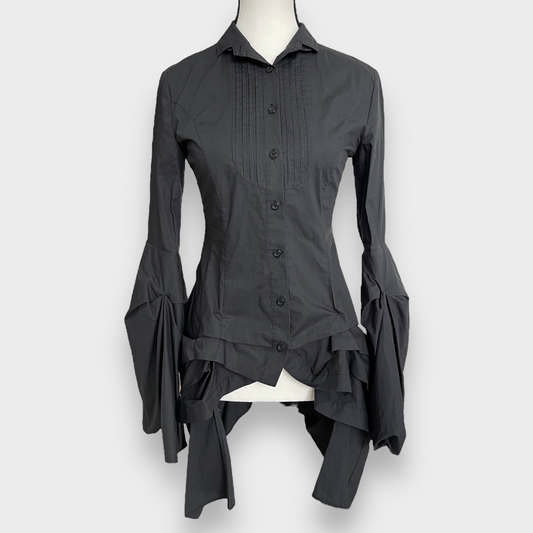 All Saints Black Katerina Blouse Victorian/Gothic Long Sleeve Top Women's Size US 4 (XS)