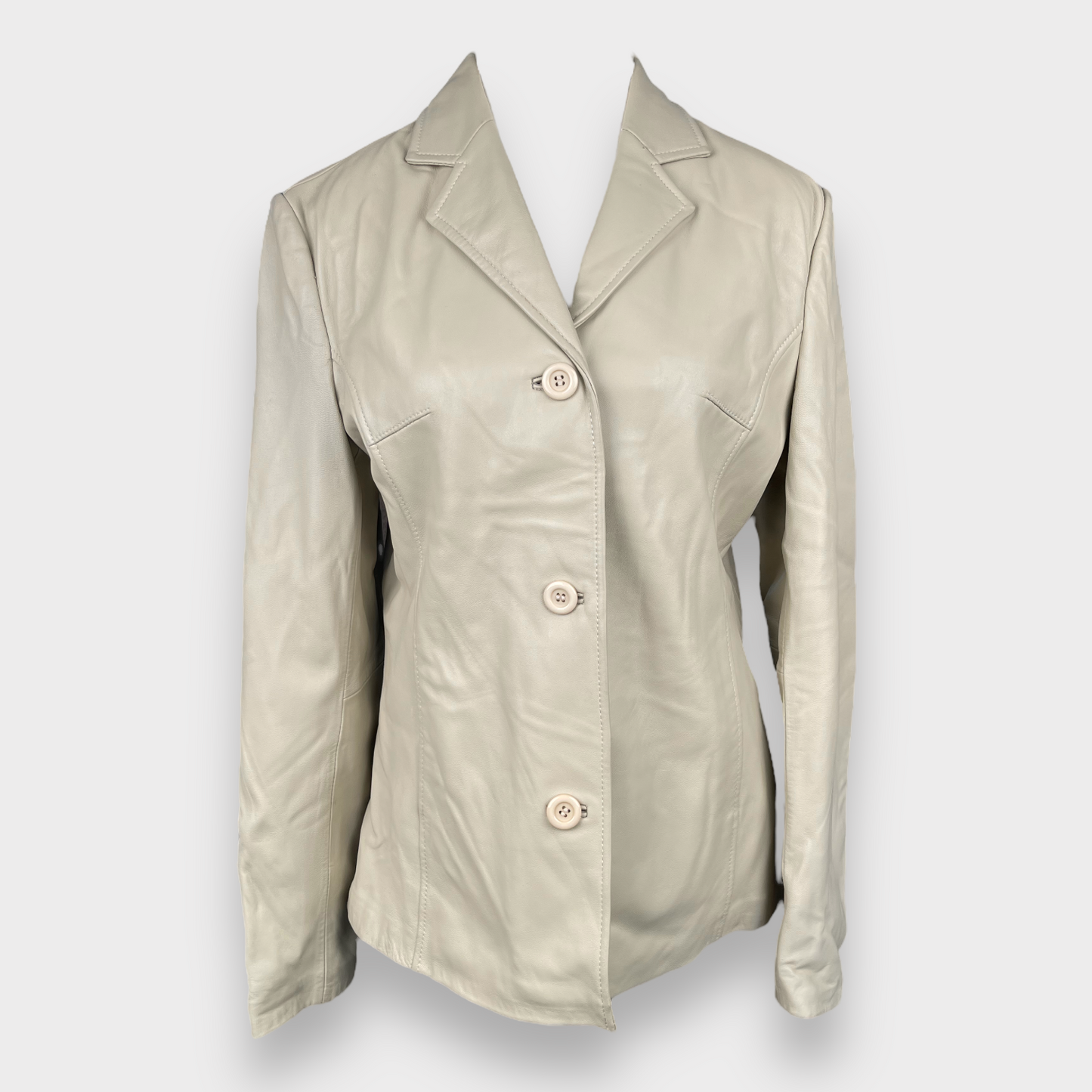 Lucky Leather Co. Company Beige Leather Jacket Women's Blazer Size Large