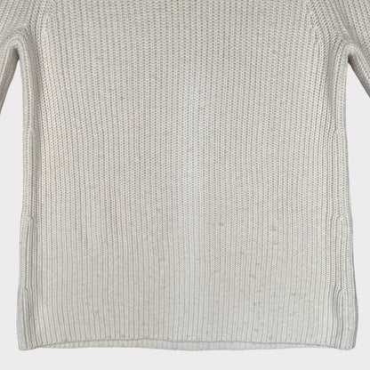 Vince Cashmere Shaker Rib Crewneck Knit Cream Sweater Pullover Long Sleeve Women's Size Small