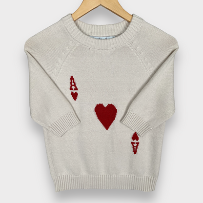 Rachel Antonoff Women's Molly Sweater Ace of Hearts Half Sleeve Sweatshirt Size S