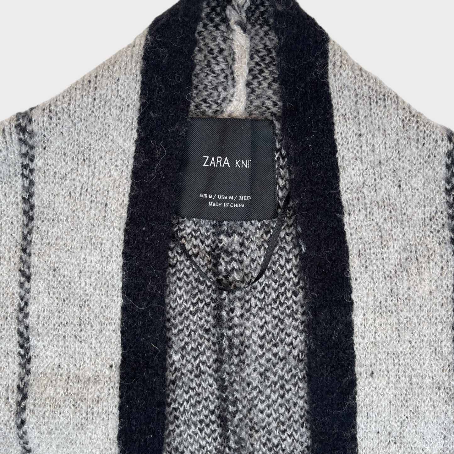 ZARA Gray Black Striped Poncho Shawl Cardigan Women's Size Medium