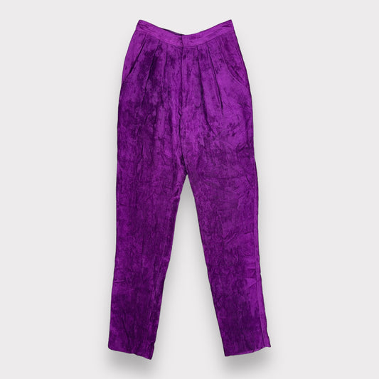 Isabel Marant Fany Corduroy High-Rise Pleated Retro Trousers Purple Pants Size 34