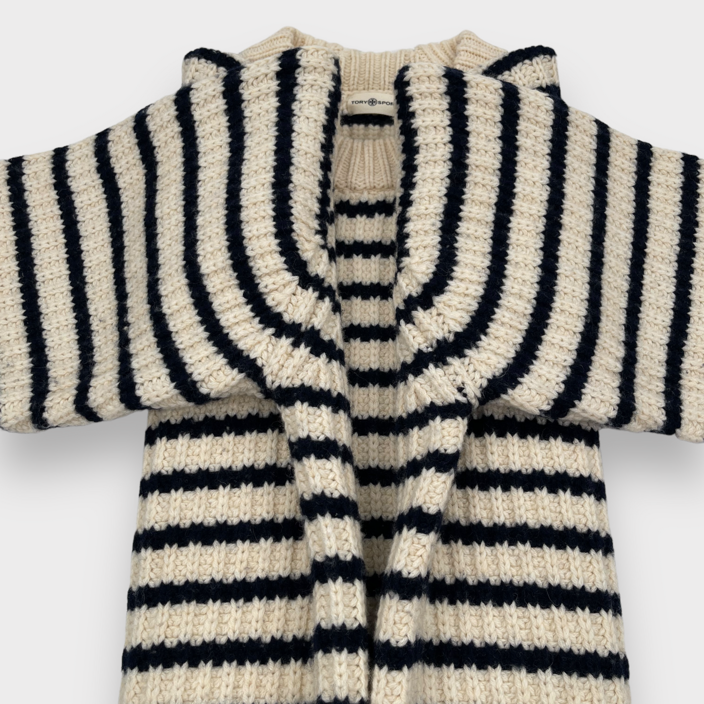 Tory Burch Sport Merino Striped Chunky Knit Oversized Sweater Women's XS (M/L)