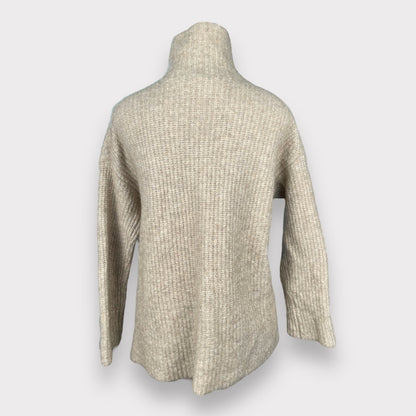 Babaton Charter Wool Tan 1/4 Zip Sweater Relaxed Fit Women's Size Small