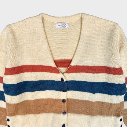 NWOT Wyllis Women's Lowell 70's Striped Cardigan Knit Sweater Size 1XL