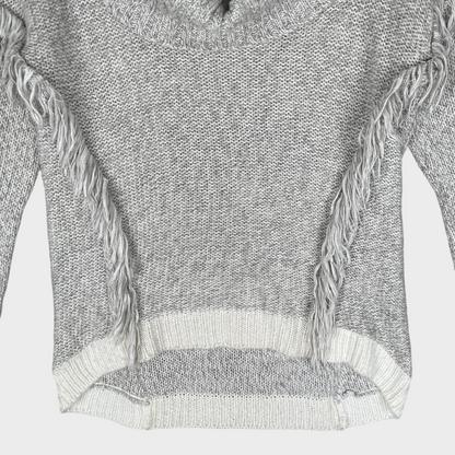 AQUA Fringe Long Sleeve Pullover Turtleneck Sweater Size M