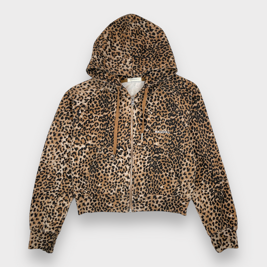 Ragdoll Animal Print Leopard Oversized Hoodie Full Zip Sweater Women's Size Small