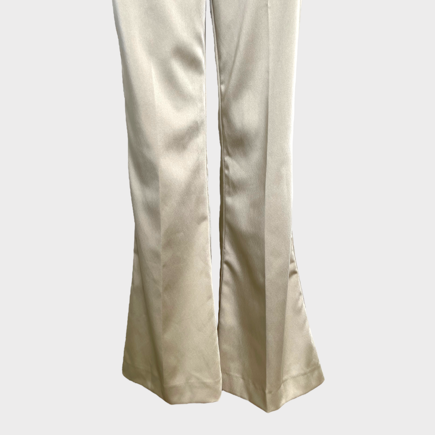 Reiss Mae Satin High-Rise Vintage Flare Retro Champagne Trousers Women's Size 2