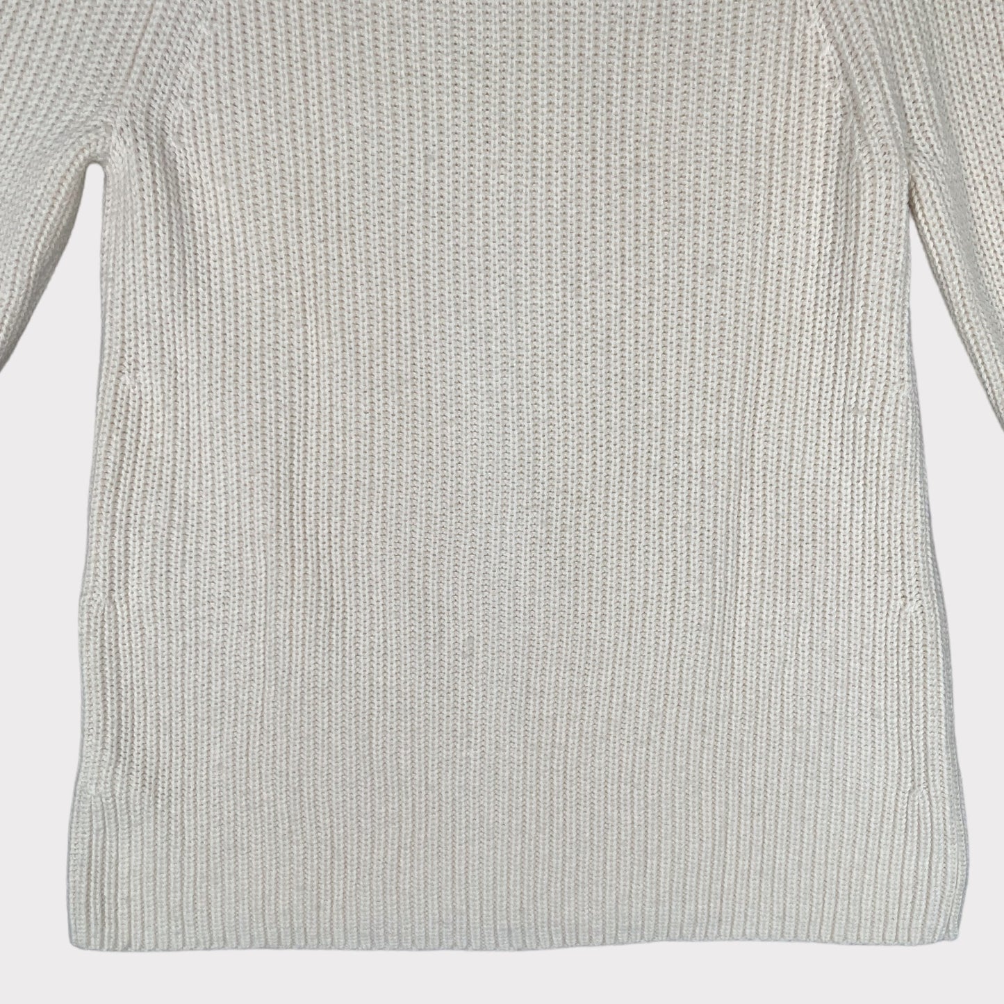 Vince Cashmere Shaker Rib Crewneck Knit Cream Sweater Pullover Long Sleeve Women's Size Small