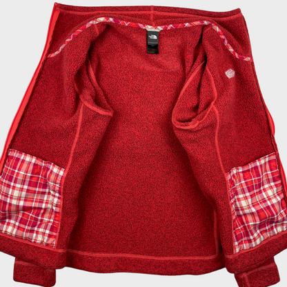 The North Face Maggy Zip Sweater Fleece Jacket Red Plaid Pockets Size Women's Large