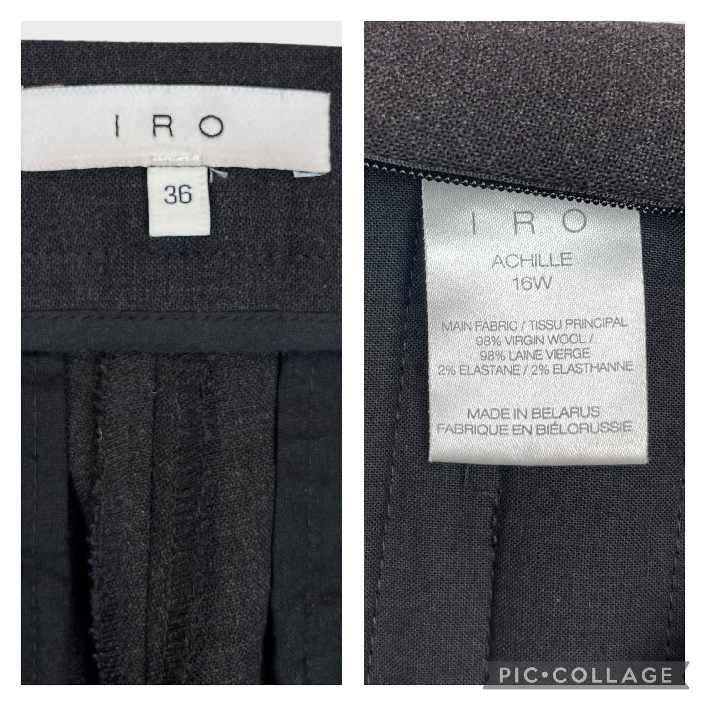 IRO Achille Wool Cropped Pants Dark Gray Trousers Women's Size 36 ( US 4)
