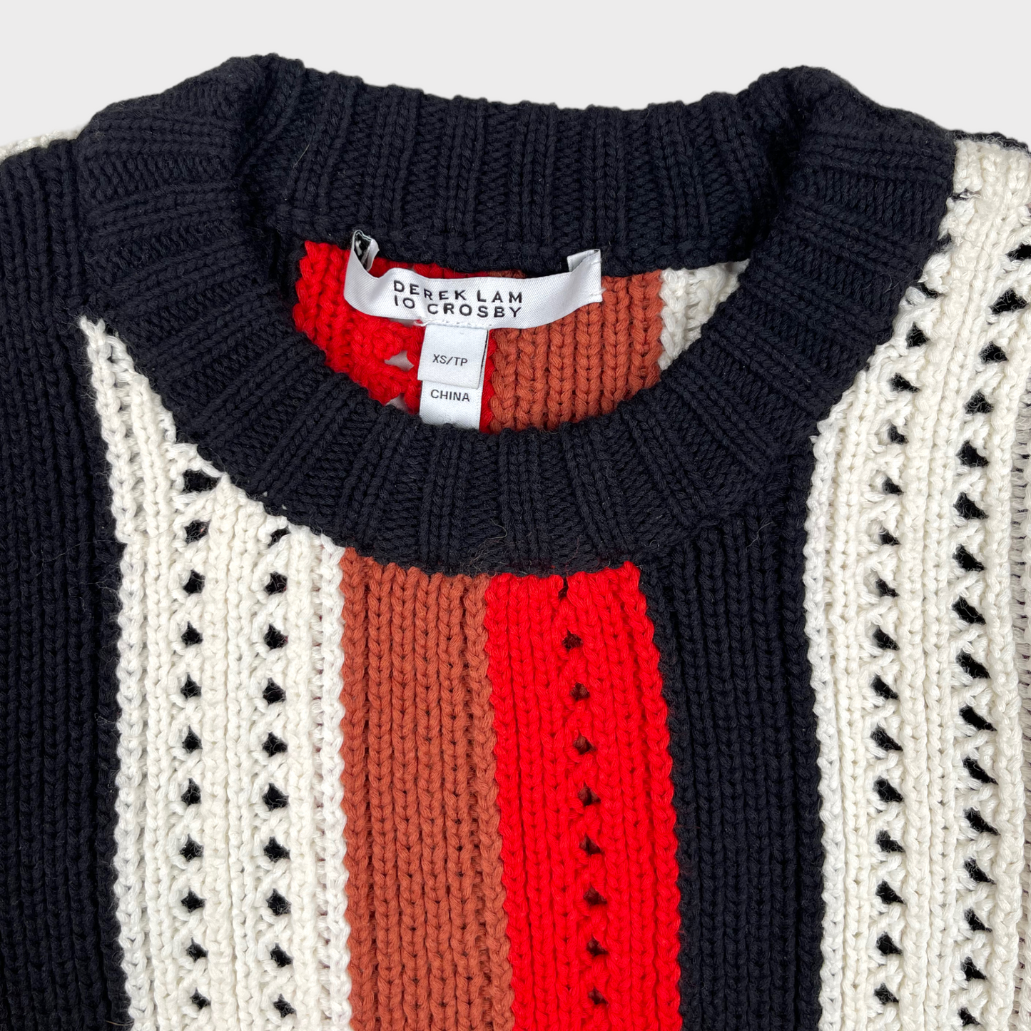 Derek Lam 10 Crosby Pointelle Knit Striped Knit Sweater Top Women's Size XS