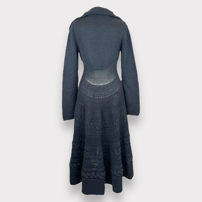 Rare Vintage Anthropologie MOTH Long Cable Knit Wool Sweater Coat Women's XS