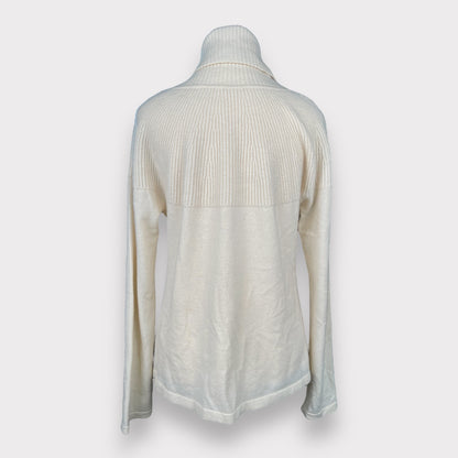 Valentino Cashmere Cream Turtleneck Long-Sleeved Ribbed Sweater Women's Size XL