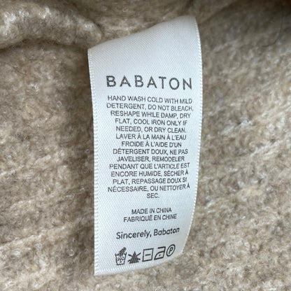 Babaton Charter Wool Tan 1/4 Zip Sweater Relaxed Fit Women's Size Small