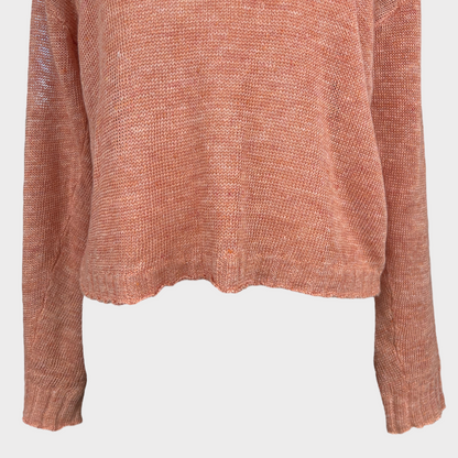 Faherty Reenie Linen Sweater Slouchy Sweatshirt in Tiger Lily Women's Size XS