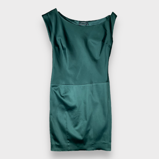 Club Monaco Dark Green Satin Asymmetric Neckline Sheath Dress Size 8