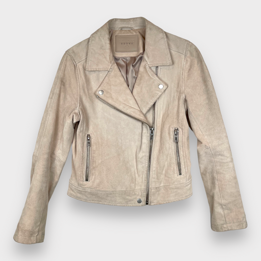 BLANK NYC Bare It All Cream Leather Moto Jacket Women's Size S