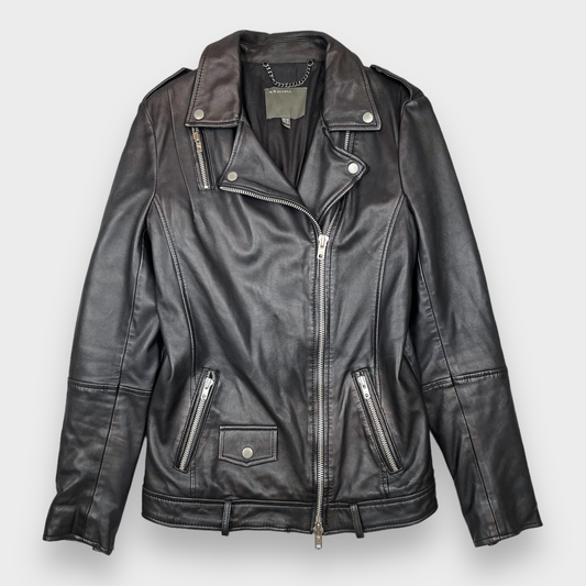 MUUBAA Sadeo Biker Lamb Leather Full Zip Jacket Women's Size US 6
