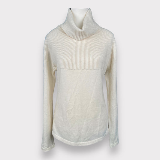 Valentino Cashmere Cream Turtleneck Long-Sleeved Ribbed Sweater Women's Size XL