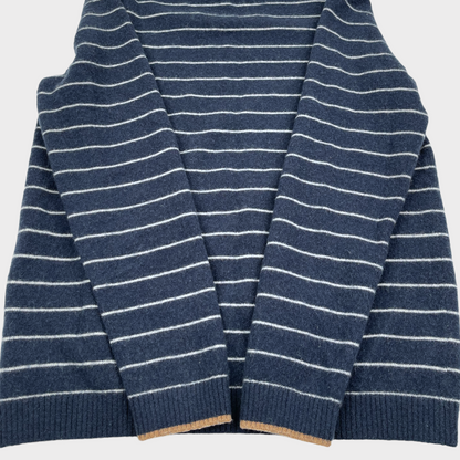 L.L. Bean 100% Cashmere Striped Navy White Sweater Womens Medium