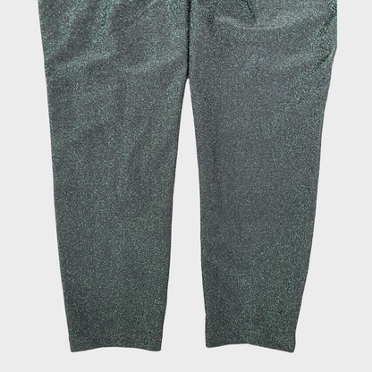 Scotch & Soda Far Far Away Metallic Sparkle Green Cropped Trousers Pants Women's Size XS