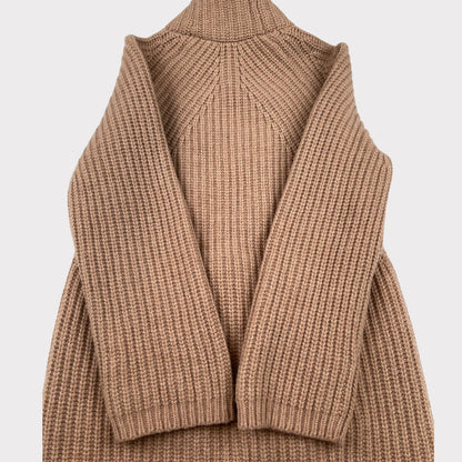 Madewell Ribbed Zip Cardigan Merino Wool Knit Tan Beige Sweater Women's Size S