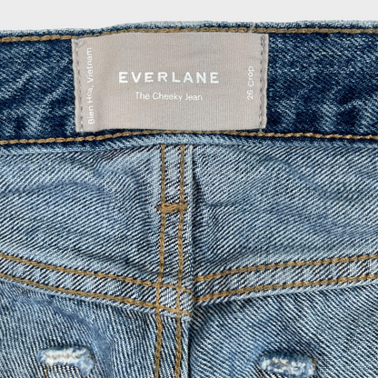 EVERLANE The Cheeky Jean Crop Distressed Blue Jeans Women's Size 26