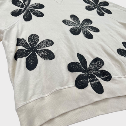 THE GREAT. Slouch Daisy Floral Stamp Oversized Sweatshirt Washed White Women's 0 / XS