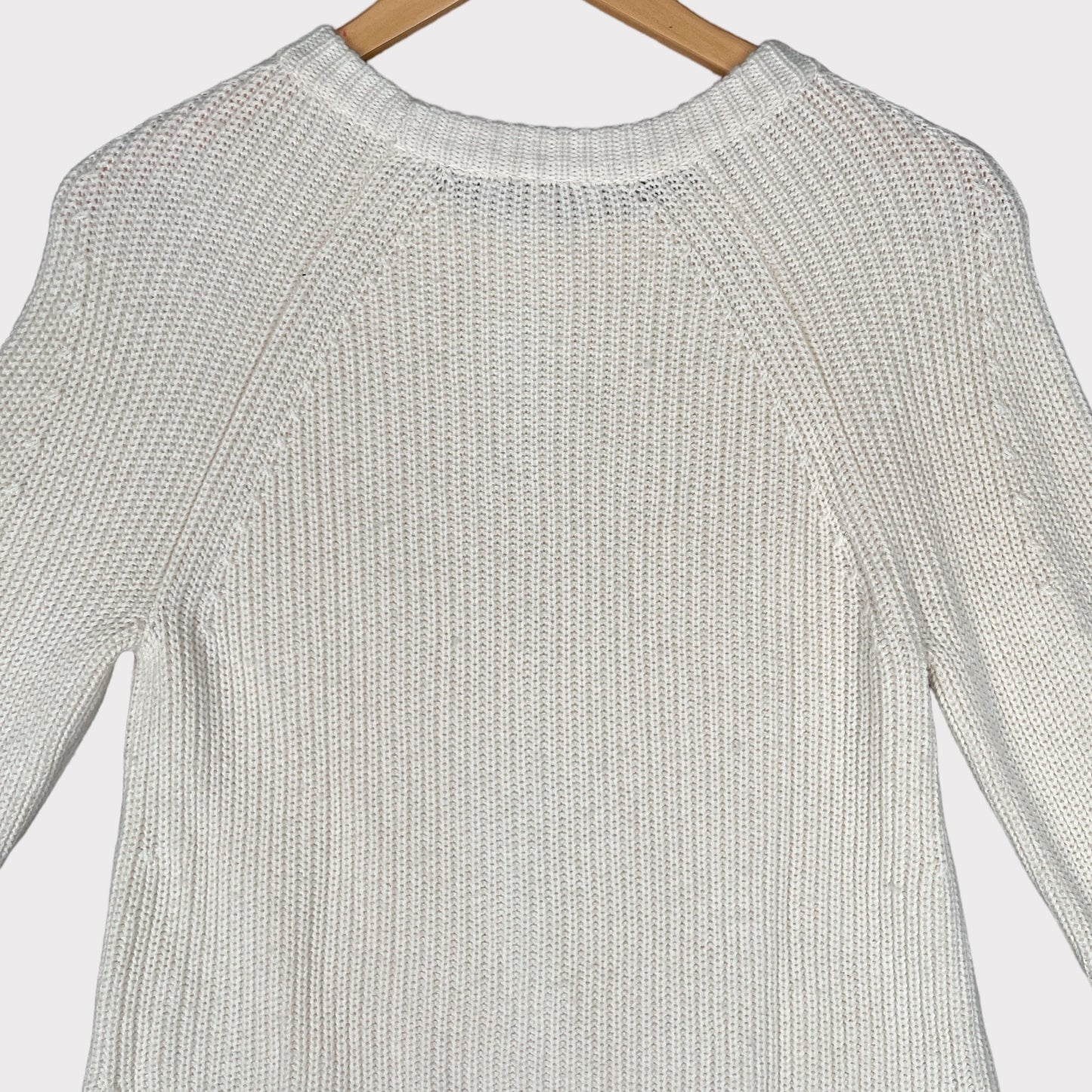 Vince Cashmere Shaker Rib Crewneck Knit Cream Sweater Pullover Long Sleeve Women's Size Small