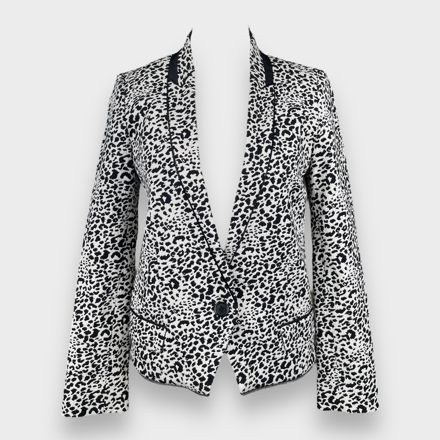 Zadig & Voltaire Leopard Jacquard Blazer White/Black Size 36