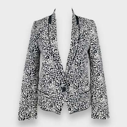 Zadig & Voltaire Leopard Jacquard Blazer White/Black Size 36