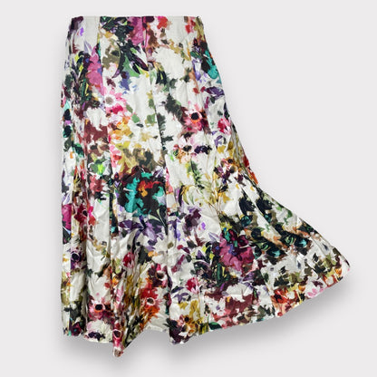 Brooks Brothers Women's Floral Watercolor Print Midi Flare Multi Skirt Size 8