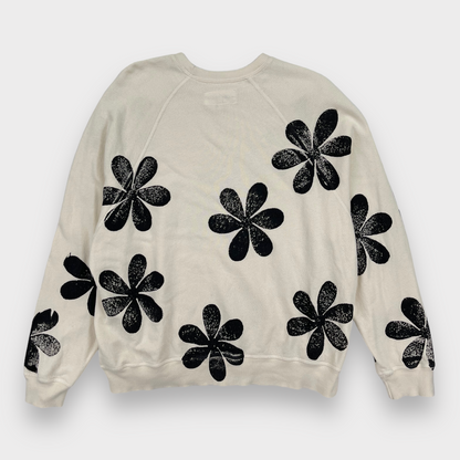 THE GREAT. Slouch Daisy Floral Stamp Oversized Sweatshirt Washed White Women's 0 / XS