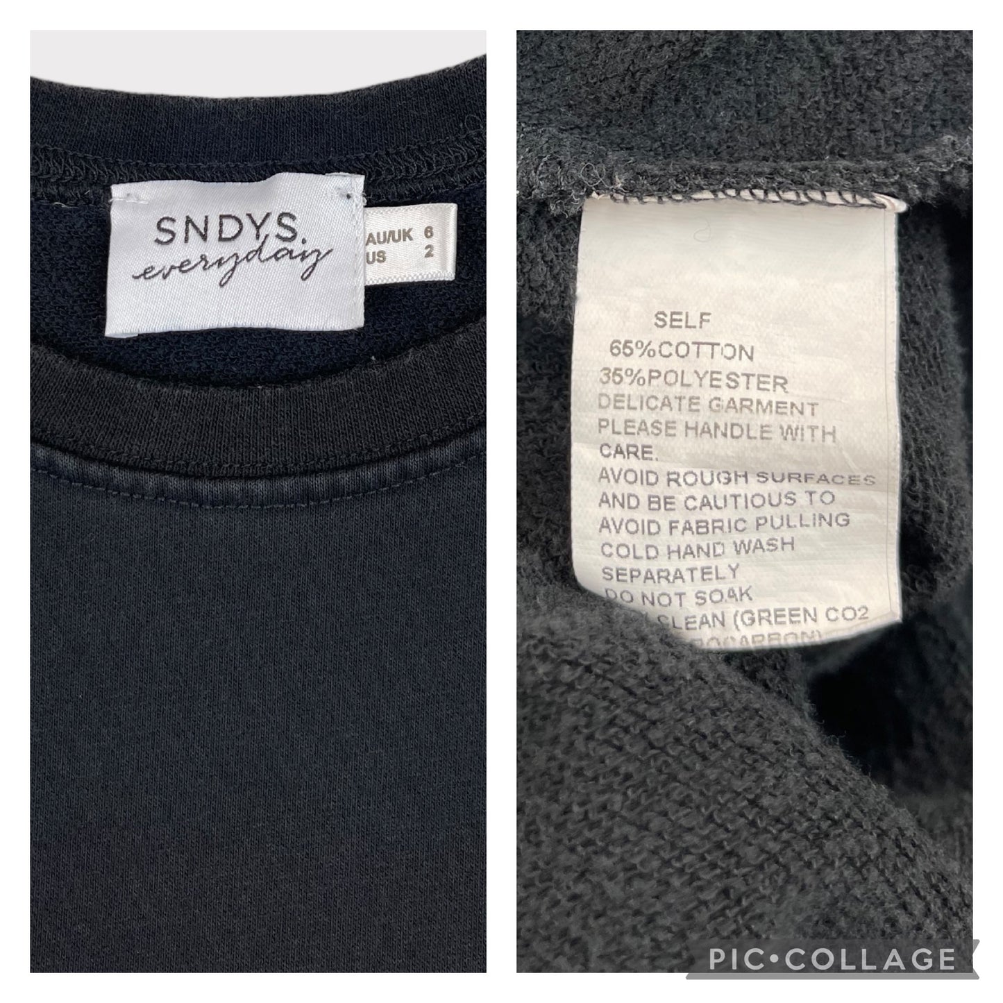 SNDYS Lounge Luxe Fleece Crewneck Sweatshirt in Black Women's Size XS