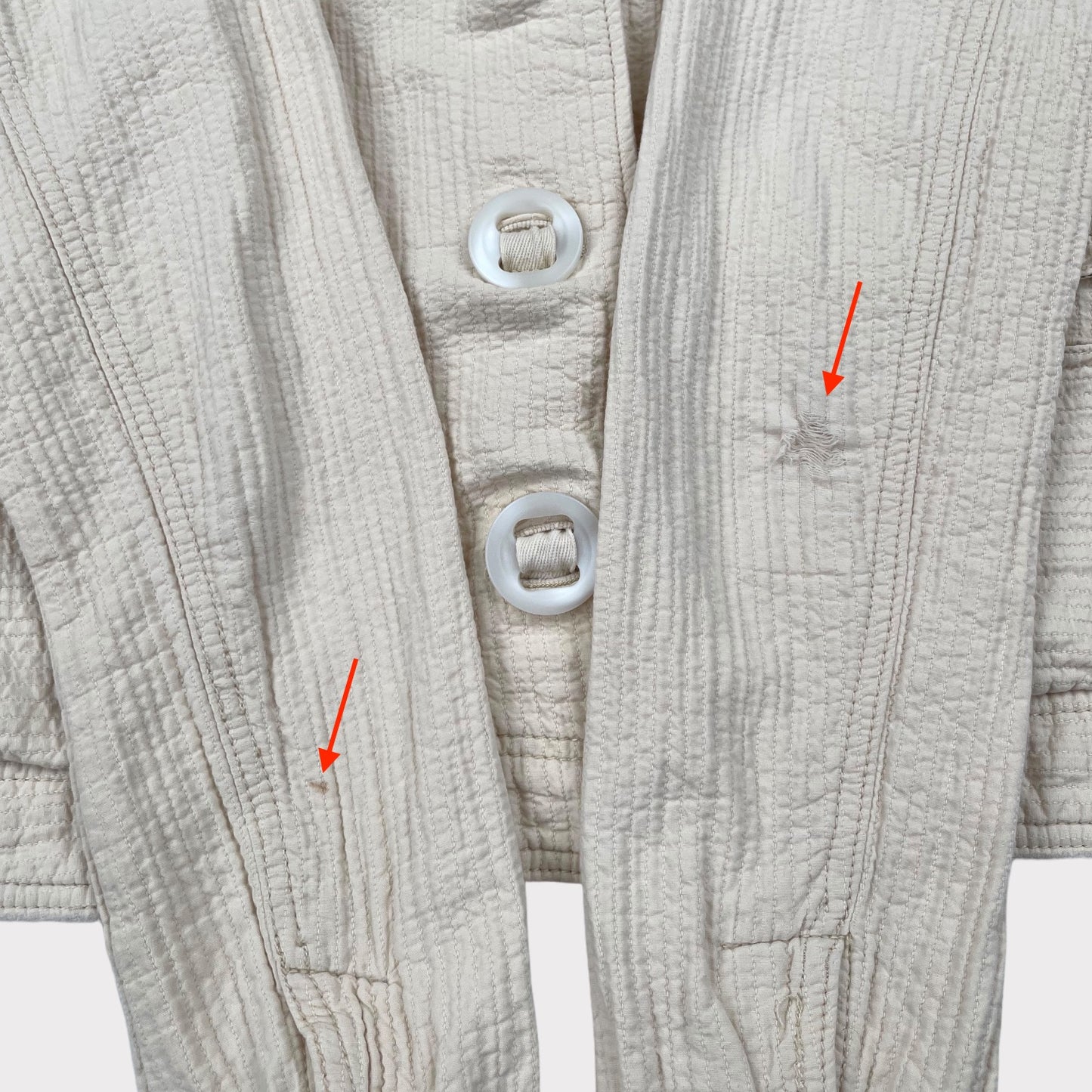 Anthropologie Savant Cropped Jacket Oversized Buttons Cream Women's Size Medium