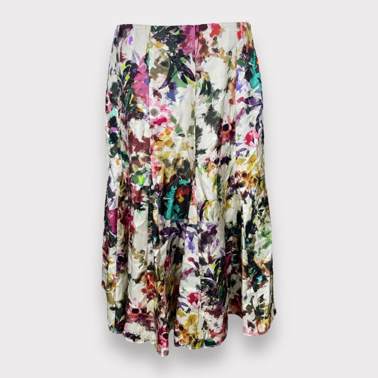 Brooks Brothers Women's Floral Watercolor Print Midi Flare Multi Skirt Size 8