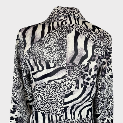 Nikki Lund Womens Mix Animal Print Blazer Jacket Coat 80s Retro Size M