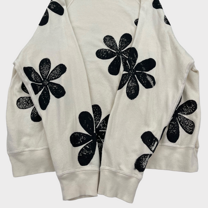 THE GREAT. Slouch Daisy Floral Stamp Oversized Sweatshirt Washed White Women's 0 / XS