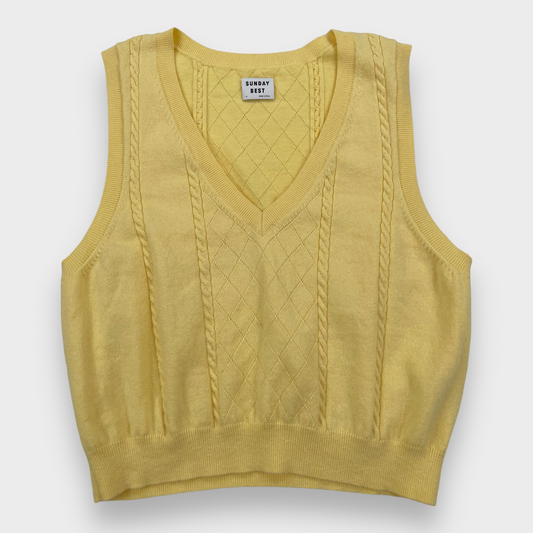 Aritzia Sunday Best V-Neck Sweater Vest Yellow Wool Blend Womens Medium