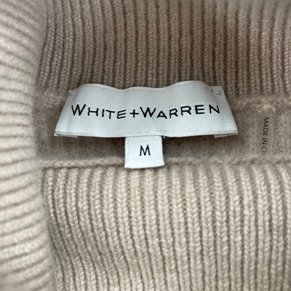 White + Warren Turtleneck Cashmere Cropped Sweater Shrunken Thermal Womens Medium