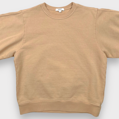 AGOLDE Thora 3/4 Puffed Sleeve Crewneck Sweatshirt in Tan Women's Size Small